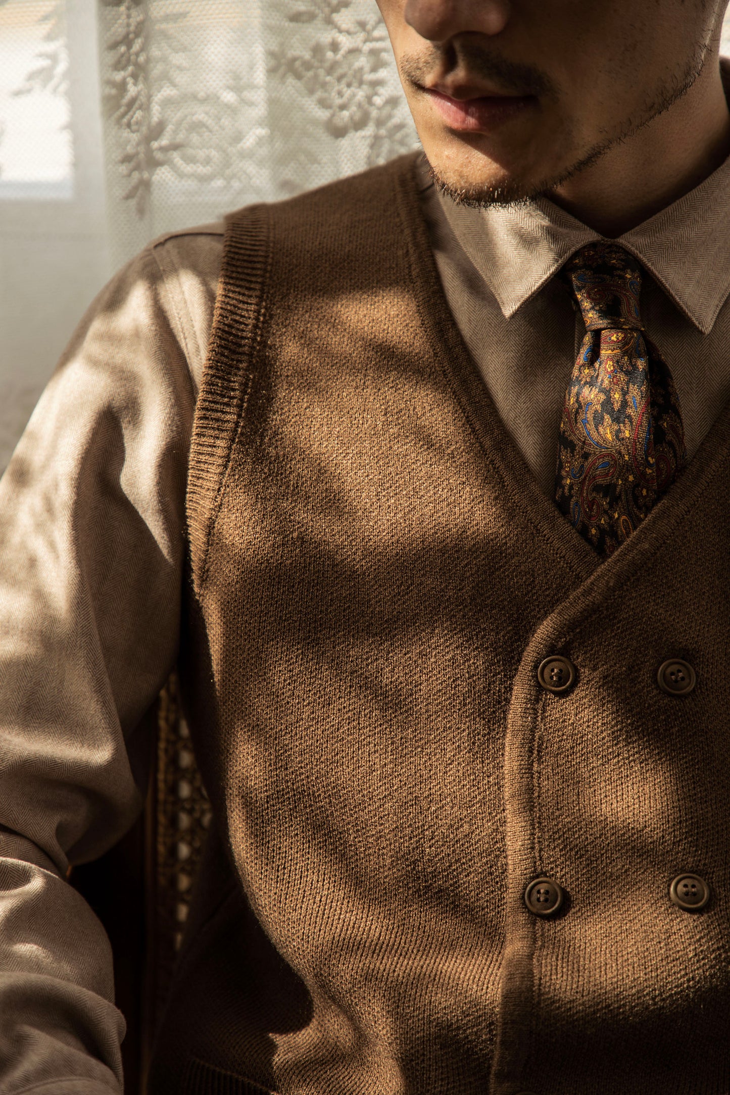British retro double-breasted sweater suit vest autumn and winter men suit vest knitted sweater vest