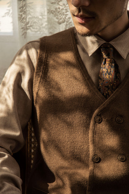British retro double-breasted sweater suit vest autumn and winter men suit vest knitted sweater vest