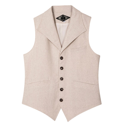 British retro style cotton and linen suit vest for men Business gentleman casual slim lapel vest
