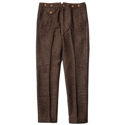 American retro style woolen nine-point trousers men's Ami khaki wool casual straight loose nine-point suit trousers