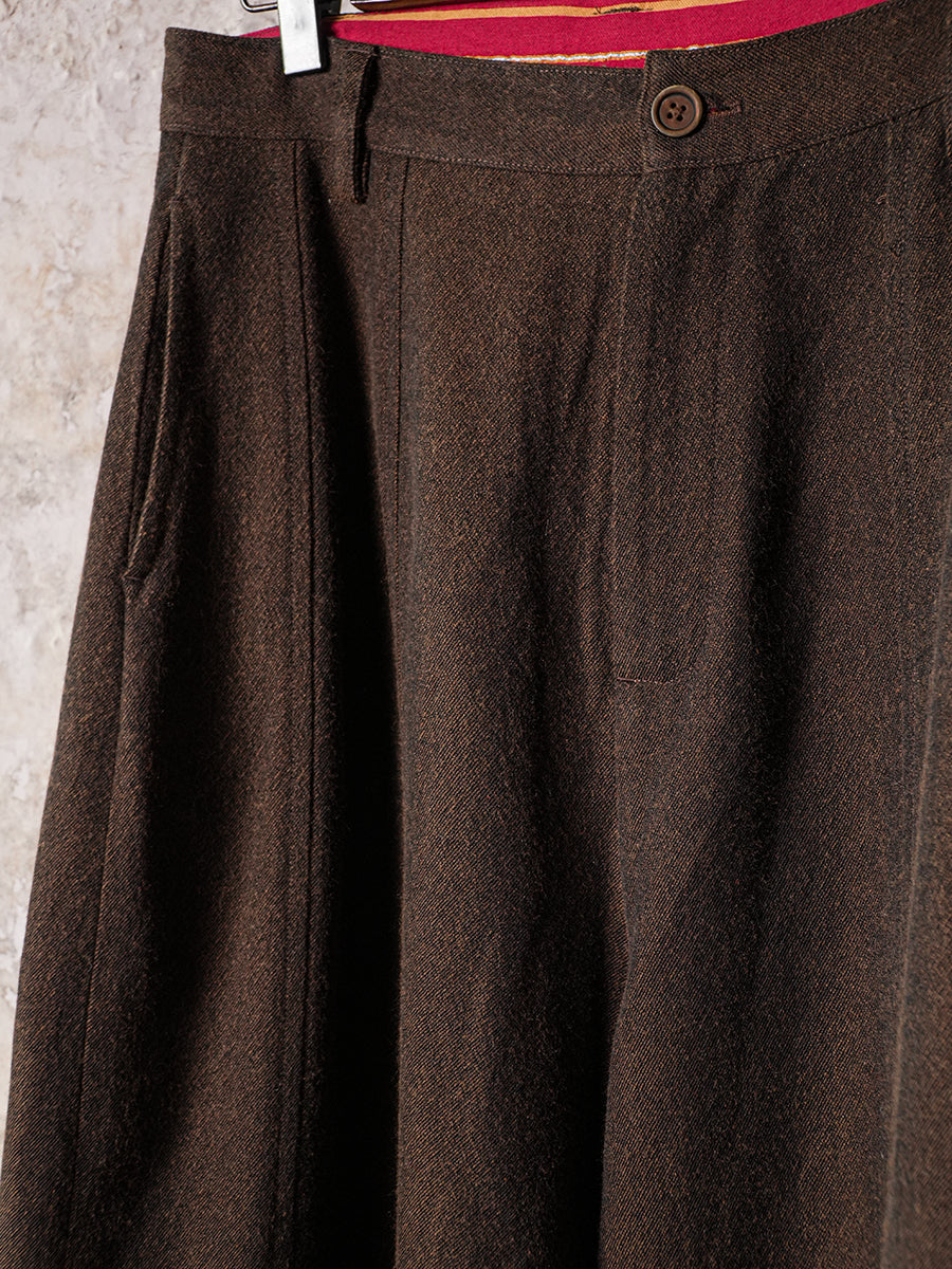 SOARIN WORLD Heritage Amekaji Sculptural Wide-Leg Wool-Linen Culottes DCZ253TF246