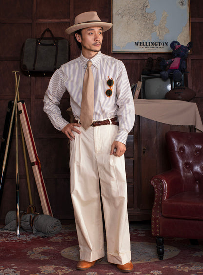 British retro straight suit pants for men High-end business formal casual loose nine-point pants
