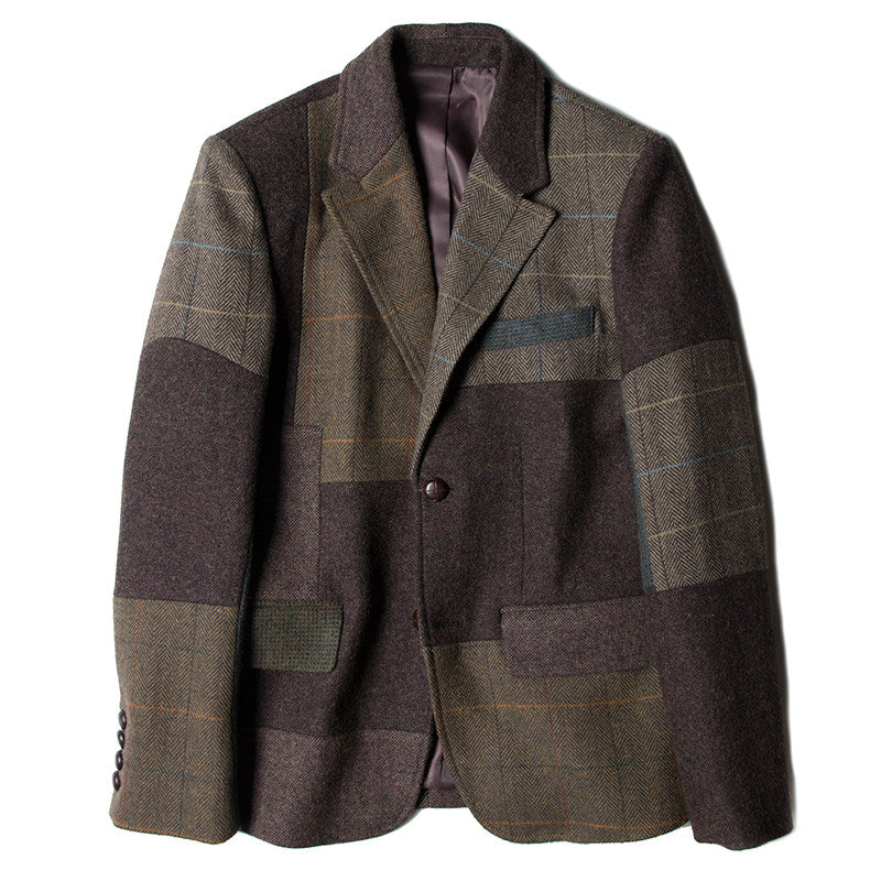 SOARIN   Regular Fit Tweed Patchwork Woolen Blazer Jacket Z83XZ23