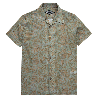 Men's Retro Style Yuppie Cuban Collar Shirt Vintage Baroque Print Short-sleeved Shirt
