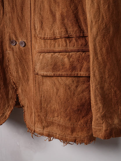 SOARIN WORLD Avant-Garde Artisan Structured Cotton-Linen Raw-Hem Jacket Z212XZ403