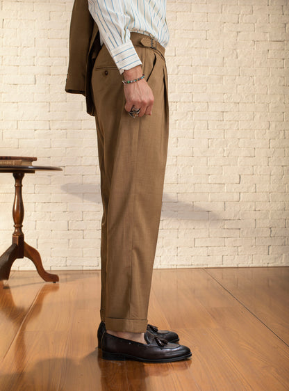Italian Naples plaid trousers men's retro style business gentleman casual straight nine-point trousers