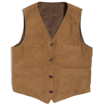 Ami Khaki Corduroy Vest Men American Retro Workwear Style Double-sided Vest Waistcoat