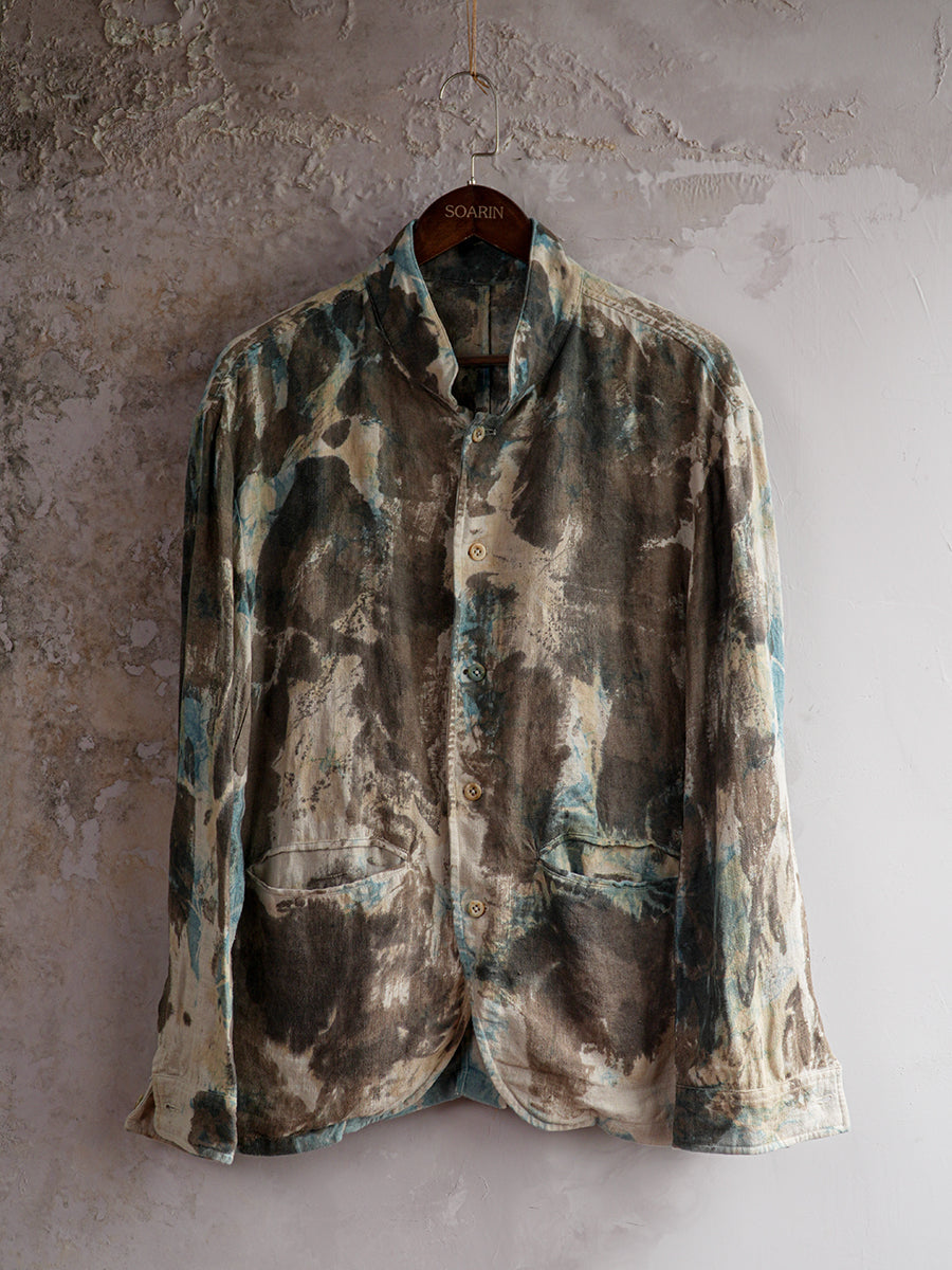 SOARIN WORLD Artistic Expression Loose-Fit Hemp Abstract Print Jacket PNZ262TJ115K