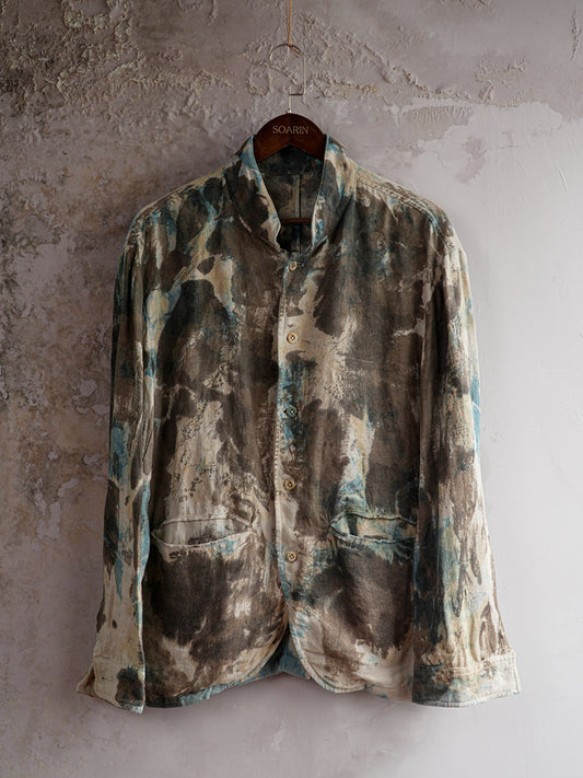 SOARIN WORLD Artistic Expression Loose-Fit Hemp Abstract Print Jacket PNZ262TJ115K