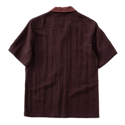 [Tencel Thin] Italian Contrast Color Splicing Short Sleeve Shirt Men's High-end Cuban Collar Summer Shirt