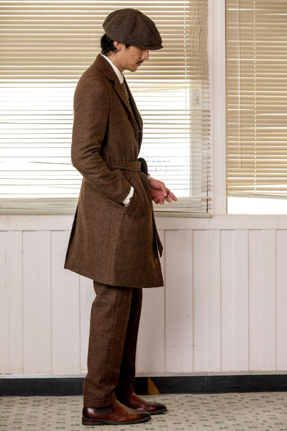 British retro style wool medium-length coat for men Woolen casual suit windbreaker jacket