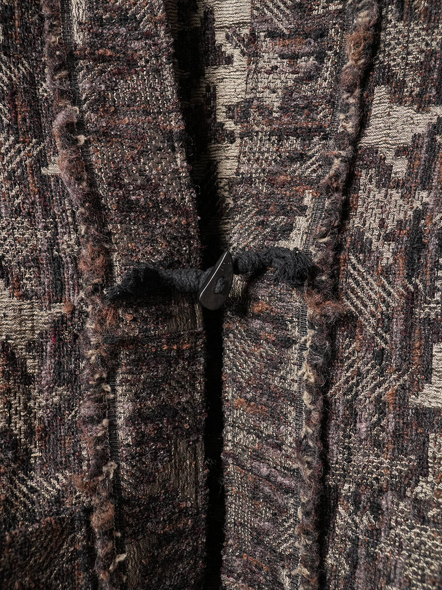 SOARIN WORLD Distressed Geo-Jacquard Loose Wool-Blend Coat Jacket DCZ253TJ104