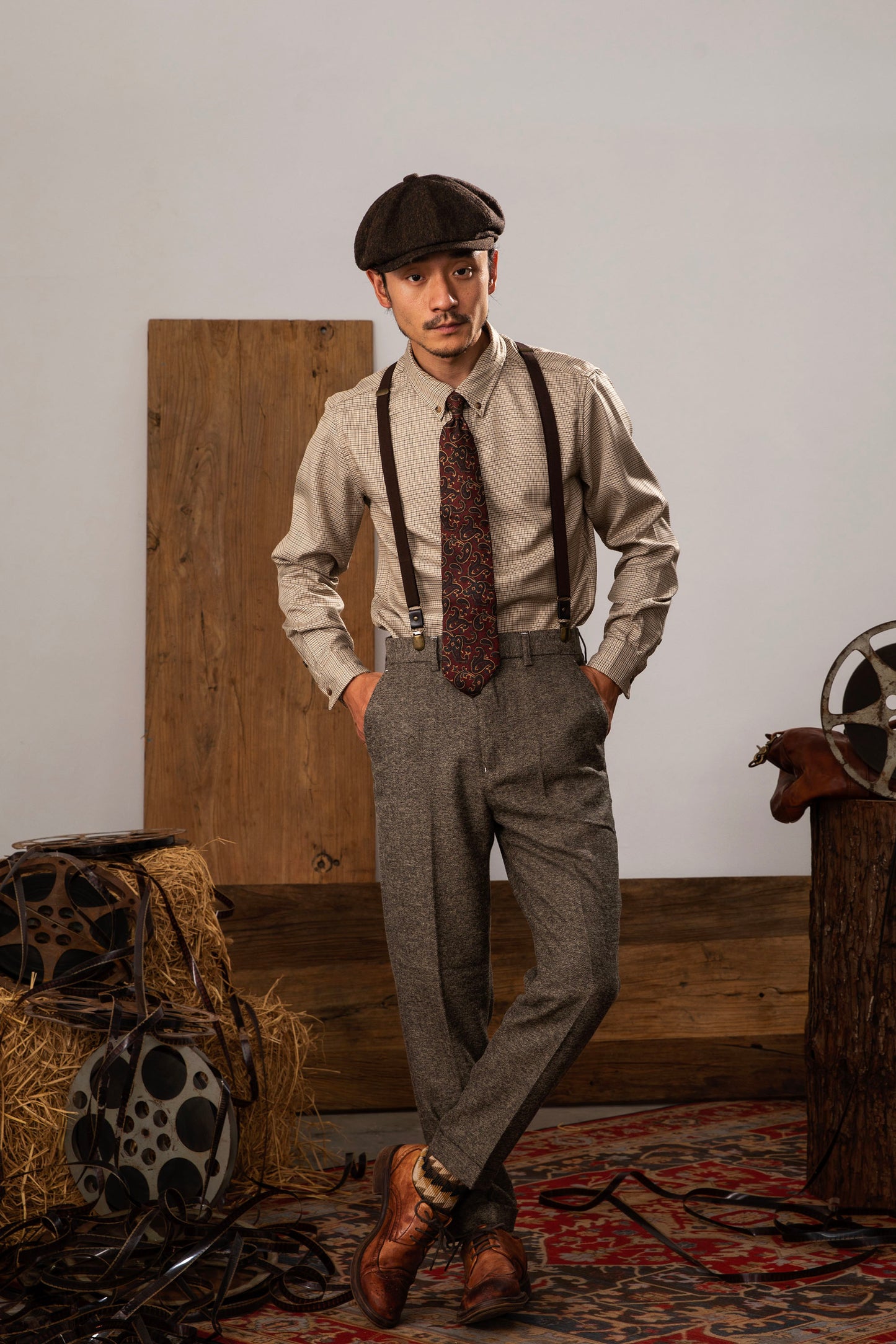 Soarin original retro style herringbone nine-point suit pants men's British style business slim straight nine-point casual trousers