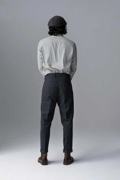 British retro style straight suit pants for men wool business casual slim fit tapered nine-point pants