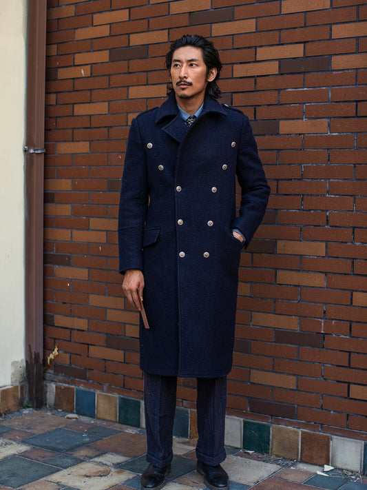 Retro British style 100% wool coat for men Business suit windbreaker jacket mid-length autumn and winter windbreaker jacket