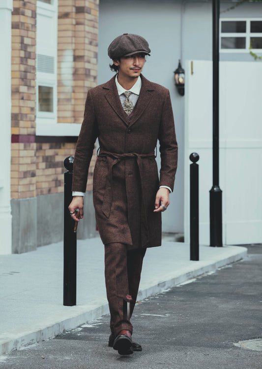 British retro style wool medium-length coat for men Woolen casual suit windbreaker jacket