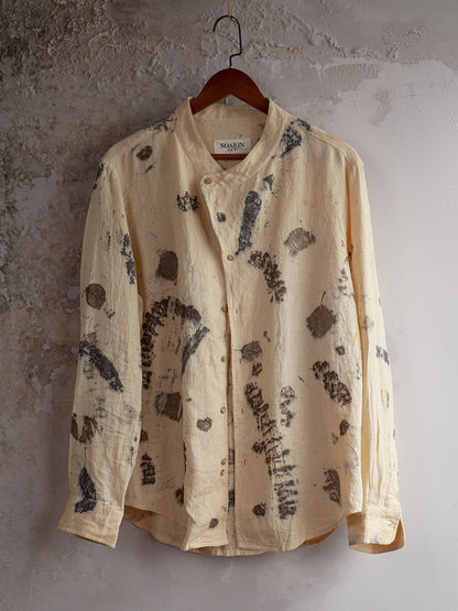 SOARIN WORLD Artistic Heritage Loose-Fit Linen Botanical Print Shirt PNZ262TC493K