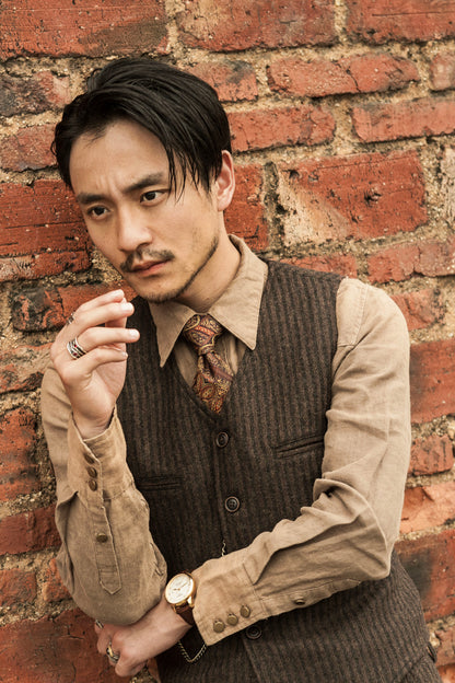 Independent retro yuppie wool vest men British business formal striped vest suit vest