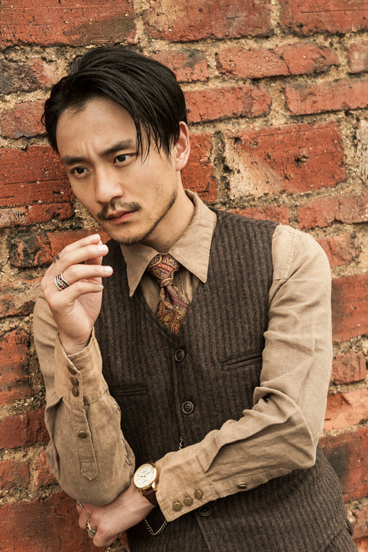 Independent retro yuppie wool vest men British business formal striped vest suit vest