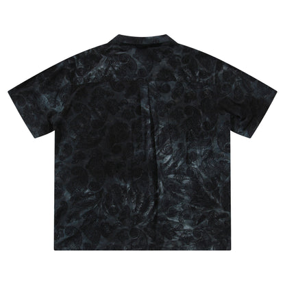 British retro style printed short-sleeved shirt for men Cuban collar casual neutral simple short-sleeved shirt
