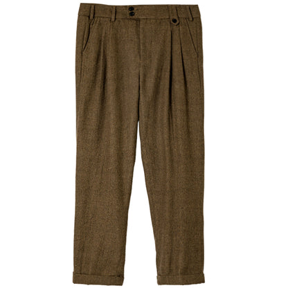 SOARIN original British retro wool trousers men's vintage style Gurga casual straight high waist suit nine-point trousers