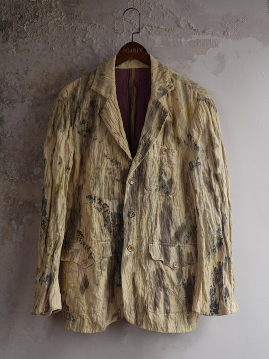 SOARIN WORLD Avant-Garde Artistic Crumpled-Textured Cotton Metallic Blend Blazer SM253XZ02
