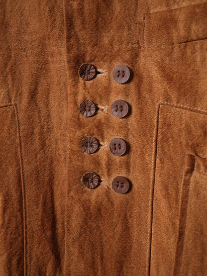 SOARIN WORLD Avant-Garde Artisan Structured Cotton-Linen Raw-Hem Jacket Z212XZ403