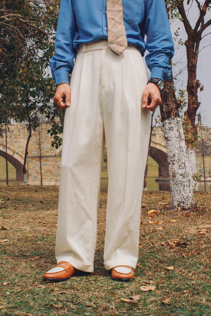 SOARIN Italian Naples white trousers men's Tencel business gentleman commuting straight drape long trousers