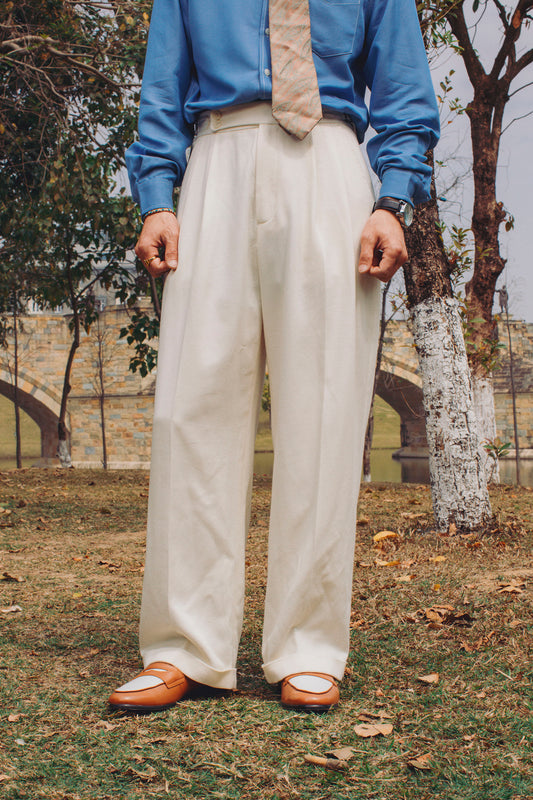 SOARIN Italian Naples white trousers men's Tencel business gentleman commuting straight drape long trousers