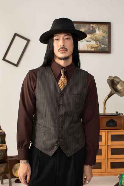 Double-sided British style striped suit vest for men business formal casual suit vest