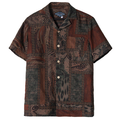 Retro style printed Cuban collar shirt for men Yuppie Vintage Hawaiian Baroque short-sleeved shirt